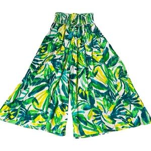 True Destinations Tropical Green Leaf Print wide leg Pants sz XL nwd , 016